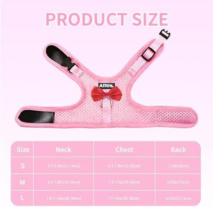 AIITLE Breathable Bunny Harness and Leash Set with Cute Bow, Pink L