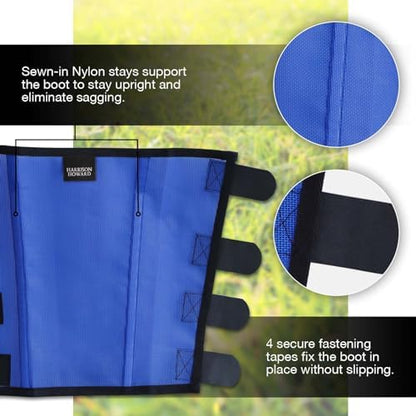 Harrison Howard Loose-Fitting Horse Fly Leggings Breathable, Tear-Resistant Fine Mesh Leg Guards Stay-on Comfortable Fly Boots (Set of 4) Blue Large