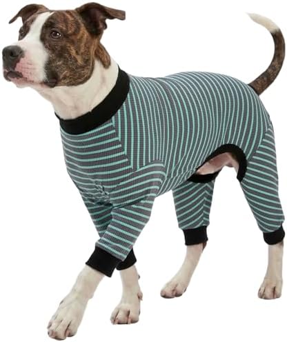 LovinPet Dog PJS Apparel for Large Dogs, Cyan Blue Stripe, XL