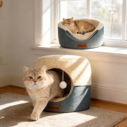 2-in-1 Foldable Cat Bed for Indoor Cats, Cat Cave & Sofa Bed