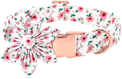 Dog Collar - Pink Dog Collar with Flower for Dogs Flowers Adjustable Dog Collar Girl Pet Gift Dog Collar for Medium Small Large Dogs