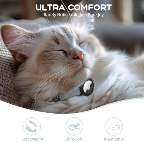 AirTag Cat Collars, Stretchy Collar with AirTag Holder and Bell