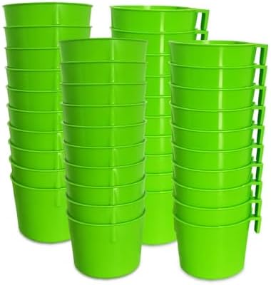 40 Pack Cage Cups Birds Feeders Seed Bowl Chicken Feeding Watering Dish Rabbit Water Food Hanging Wire Cages Box 8oz Coop Cups for Pet Parrot Parakeet Gamefowl Poultry Pigeon (Green)