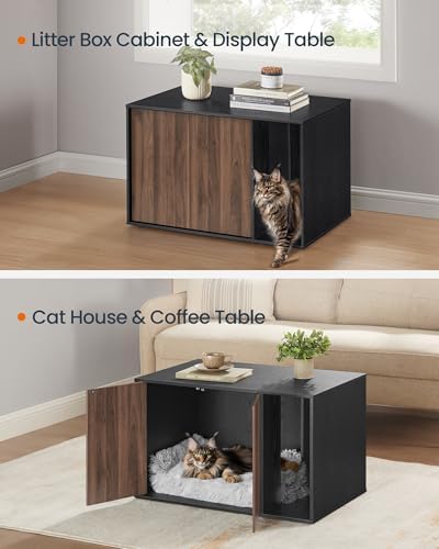 SONGMICS HOME Cat Litter Box Enclosure, Snapsemble Superfast Assembly
