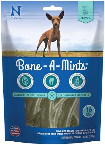 Bone-A-Mints All Natural, Wheat-Free Breath Freshening Bone, 5.60-Ounce, Mini, 16-Pack