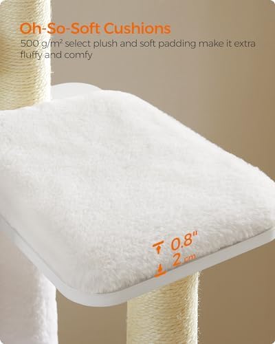 Feandrea Cat Tree, 65-Inch Multi-Level Tower with 5 Scratching Posts