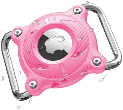 Airtag Dog Collar Holder | Airtag Dog Collar Waterproof - Airtag Holder for Dog Collar - Dog Airtag Holder with Removable Metal Loop, Light Weight fit Width3cm/ Thick4.5mm Air Tag Dog Collar, Pink, 1