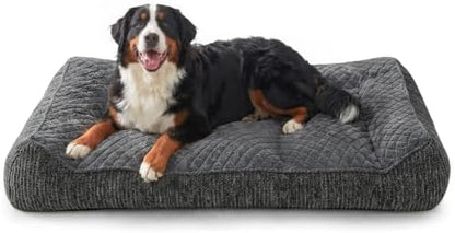 JOEJOY XL Orthopedic Dog Bed for Large Dogs - Extra Thick Foam Pet Bed Sofa with Bolster Sides, Large Sized Dog Couch Bed with Removable Washable Cover, Non-Slip Bottom, Grey (45"x32")
