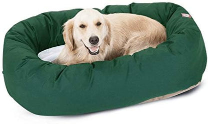 Majestic Pet Sherpa Bagel Dog Bed, 40 Inch Large, Round, Washable, Green