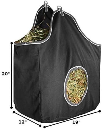 Derby Originals Large 24 OZ Canvas Horse Hay Bag 2 Sided Combo Design X Wide Gusset and 6 Month Warranty
