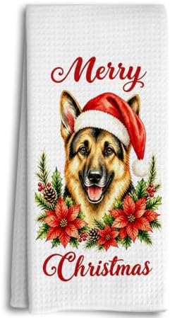 Christmas German Shepherd Kitchen Dish Towels Dishcloth 16x24 Inches