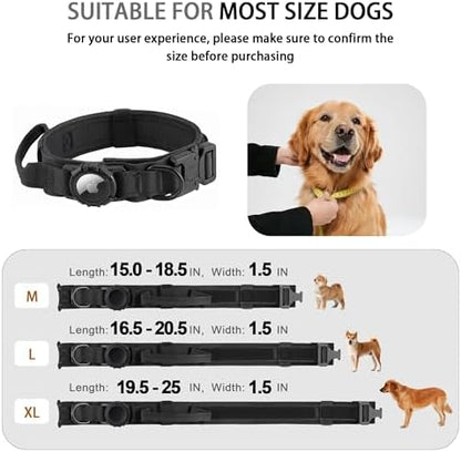 Tactical AirTag Dog Collar - Heavy Duty, Adjustable GPS Collar
