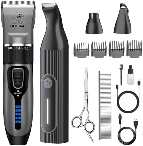 4 in 1 Dog Clippers Grooming Kit and Paw Trimmer for Thick Hair&Coats