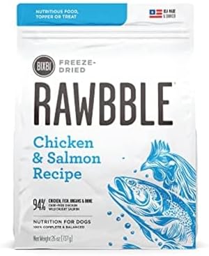 BIXBI Liberty Freeze-Dried Dog Food Topper & Treats, Chicken & Salmon – 94% Meat & Organs, No Refrigeration – USA Made, 26 oz