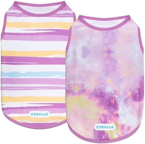 cyeollo 2Pack Dog Cooling Shirts Evaporative Dog Cooling Vest, S, Purple