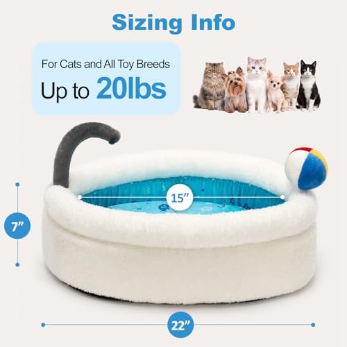 Bathtub Cat Bed, Calming Small Dog Bed 22in