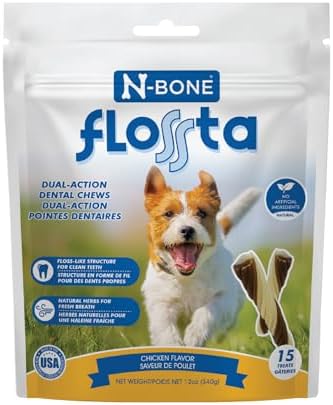 N-Bone FLOSSta Dual Action Dental Chews Chicken Flavor, 12-oz Bag