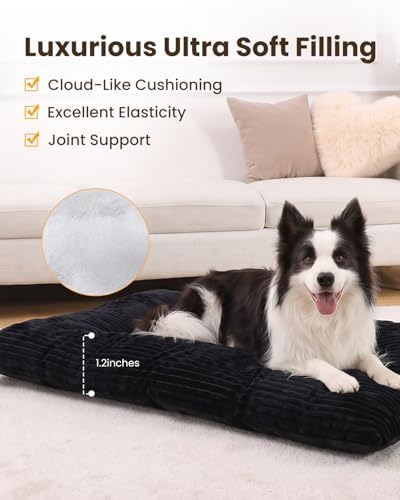 KSIIA Washable Dog Crate Bed Kennel Mat for Large Dogs, 48 x 29 Inch, Black