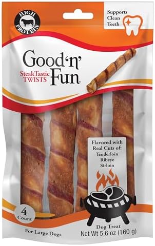 GOOD 'N' FUN SteakSational Twist High Protein Treat for Large Dog, 4 Count