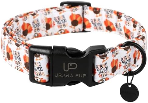 Thanksgiving Dog Collar - Turkey Cotton for Dog or Cat, Autumn Puppy With Lightweight Plastic Buckle - Great Gift for Girl Boy Dogs, M