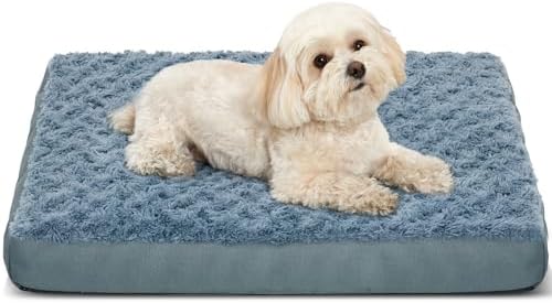 Orthopedic Dog Beds for Crate with Removable Washable Cover Egg-Crate Foam Pet Pad Mat with Anti-Slip Bottom,Waterproof Dog Beds Small Sized，20x16 Inch