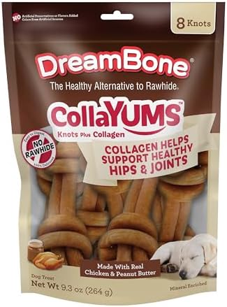 DreamBone CollaYUMS Knots Plus Collagen Rawhide-Free Dog Treats, 8 Count