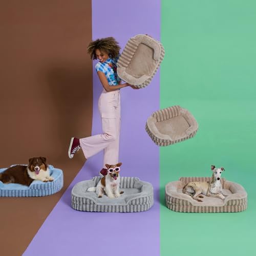 LE SURE Cute Cozy High Back Orthopedic Dog Beds Large Sized Dog,35" Hazel