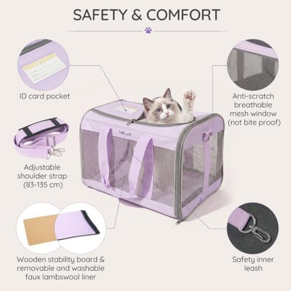 BELLA & PAL Cat Carrier Travel Bag, Airline Approved Soft-Sided Cat Carrier