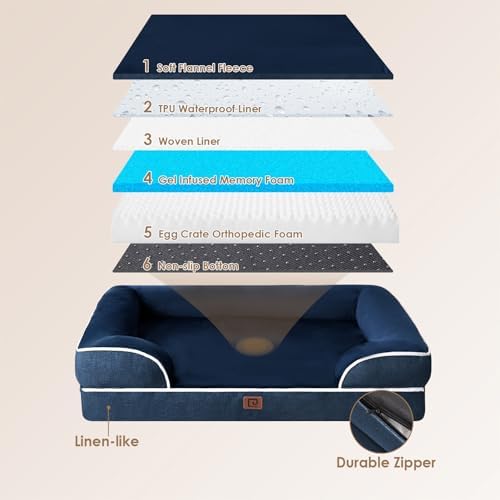 EHEYCIGA Orthopedic Extra Large Dog Bed, Waterproof Washable XL Pet Bed 44"