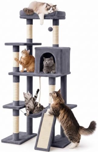 DUMOS Large 63in Cat Tree Tower with Scratching Posts, Indoor Cats Use