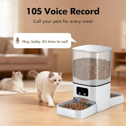 Automatic Cat Feeder for 2 Cats, Smart APP Control, 6L/25Cup Large Capacity