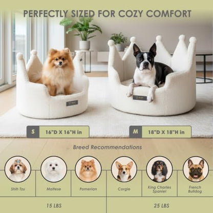 NANDOG Crown Dog Bed for Medium Dogs & Cats, Round Cloud Ultra Plush Fabric