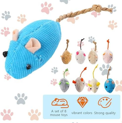 Mozeat Lens 8 Pack Toy Mice for Cats Cat Mice Toys Interactive Toy Cats Mouse Plush Cat Toys Catnip Toy Biting Toys for Cats Mouse Shaped Toy for Indoor Cats Realistic Design 8 Color