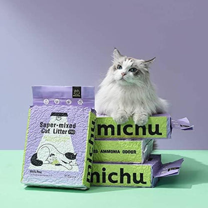 Michu Tofu Cat Litter Natural Clumping Tofu Cat Litter 5.5lb/88oz 5 Scents (Watermelon + Mixed, 2 Pack)