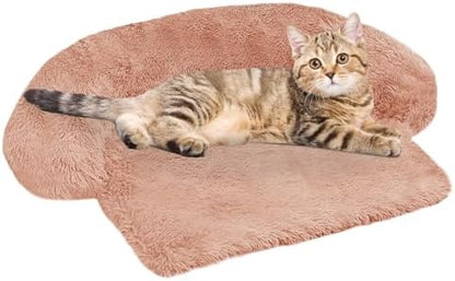 GGIB Calming Dog Bed Fluffy Plush Dog Mat for Furniture Protector with Removable Washable Cover for Large Medium Small Dogs and Cats (XS (31"x23.5"x5"), Pink)