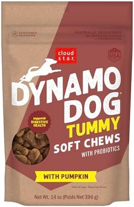 Cloud Star Dynamo Dog Tummy Soft Chews Grain Free Dog Treats, Pumpkin & Ginger, 14 oz. Pouch
