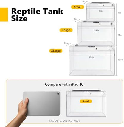 HELIME Reptile Tank 7 Piece Starter Kit with Escape Proof Locking Lid XL