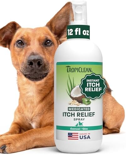 TropiClean Medicated Itch Relief Spray for Dogs, Instant Relief, 12oz