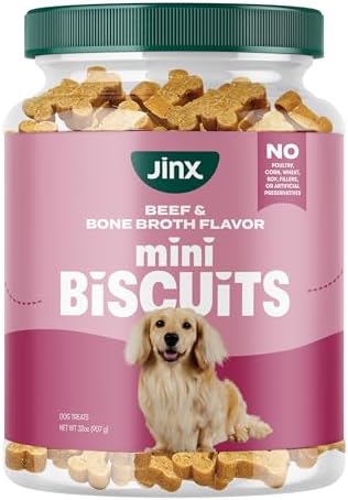Jinx Dog Biscuits, Oven-Baked Dog Treats with Beef Bone Broth, 32oz