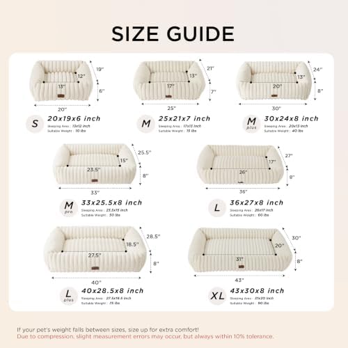 Bedsure ComfyFleece™ Cute Dog Bed for Small Medium Dogs Washable,25in Cream