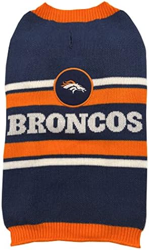 Pets First NFL Denver Broncos Dog Sweater, Size Extra Small. Warm and Cozy Knit Pet Sweater with NFL Team Logo, Best Puppy Sweater for Large and Small Dogs, Team Color (DEN-4179-XS)