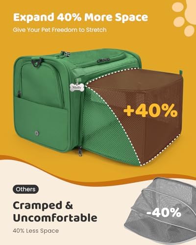 MIDOG Soft Cat Carrier Airline Approved, Expandable for Cats Up to 15lbs