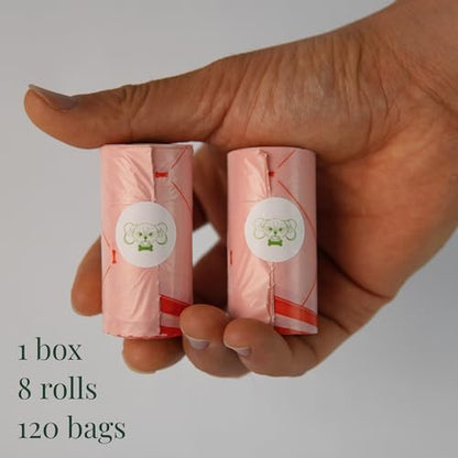 Thick Dog Poop Bags Rolls, Leak-Resistant Pet Waste Bags, 120 Count (8 Rolls), 9x13 in Large, Lavender Scented, Fits Most Dispensers, Pink