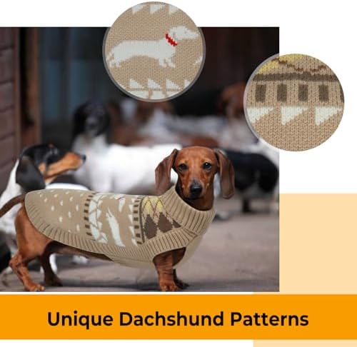 Lelepet Dachshund Sweater Turtleneck Dog Sweaters for Small Dogs (XS-XL)