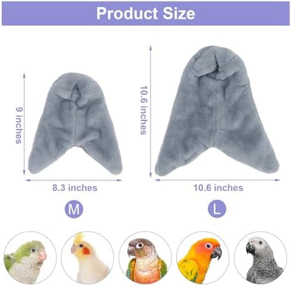 Wontee Cozy Bird Blanket Parrot Cage Snuggle Hut Warm Bird Nest House Bed Hanging Hammock for Parakeet Cockatiel Conure African Grey (Medium, Grey)