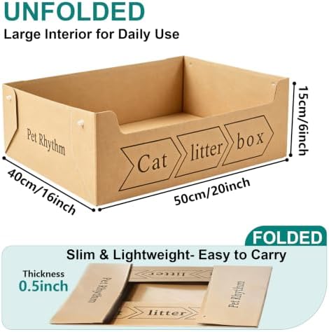 Disposable Cat Litter Box for Big Cats (20''x16''x6'')