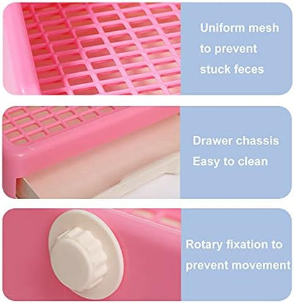 kathson Rabbit Litter Box Trainer Small Animal Potty Corner Toilet with Drawer Pet Cage Pan Litter Bedding Box for Adult Guinea Pig Hamster Bunny Ferret Galesaur Mouse Squirrel (Pink)