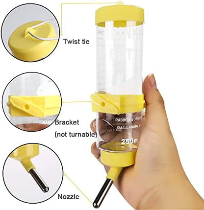 Depets 2PCS 8.45 oz No Drip Small Animal Water Bottle, Cage Water Bottles