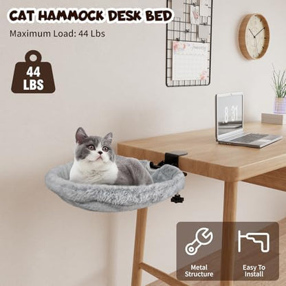 Acools Double Cat Desk Bed for 2 Cats, 360° Rotating Desk Cat Bed, 80 lb (Desk Cat Bed - Single)