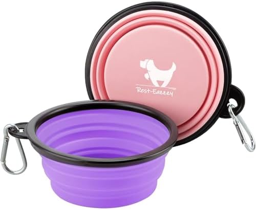 Rest-Eazzzy Collapsible Dog Bowls, 2 Pack Sturdy Portable Dog Water Bowls